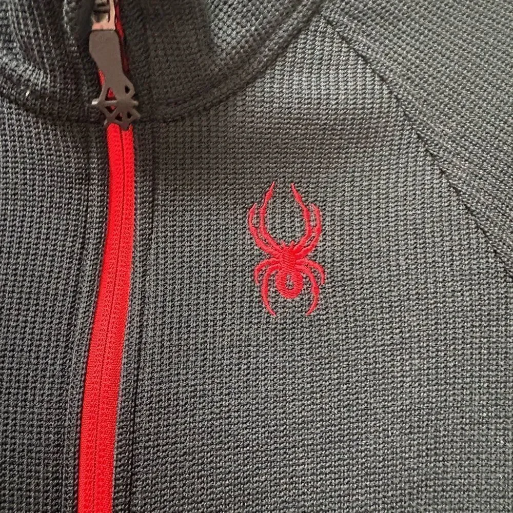 Spyder Black Zip Up Sweater Jacket Red Embellishments Kids Size 10/12